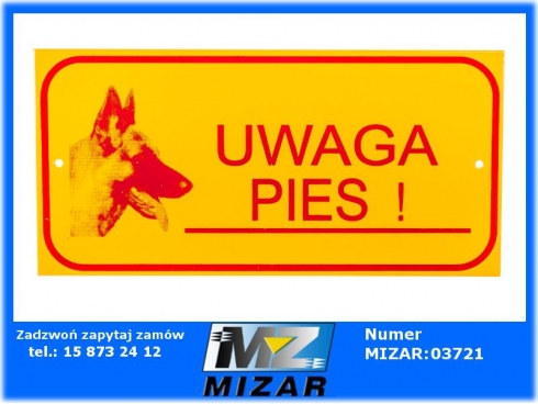 Tabliczka ostrzegawcza 205x100mm UWAGA PIES!-59448