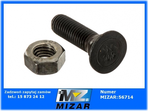 Śruba płużna podsadzana M12x45mm DIN 608 10.9 z nakrętką Waryński 608101245-59990