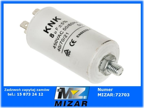 Kondensator rozruchowy do silnika 8uF 450V-60170