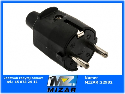 WTYCZKA GUMOWA CZARNA TYPU NIEMIECKIEGO 16A 250V-60883