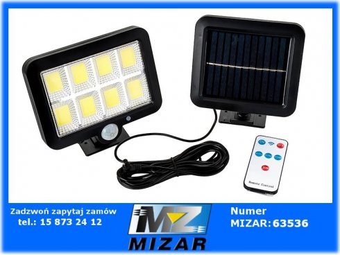 Lampa solarna uliczna ogrodowa 130 LED z czujnikami i pilotem-60964