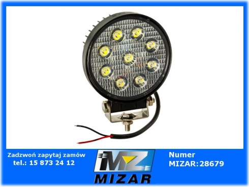 Lampa robocza LED okrągła 27W 12V 24V 2100Lm 9-LED-61755