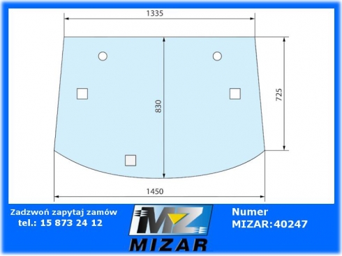 Szyba tylna przyciem. John Deere 6105R 6115R 6125R AL212195 Al209501-61732