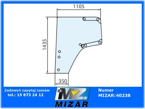 Szyba drzwi L panoramiczna John Deere 6130 6230 L174348-61747