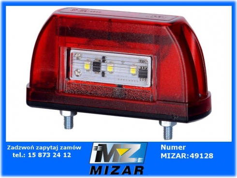 Lampa światło tablicy rejestracyjnej 5 LED 12V 24V czerwona Horpol-61868