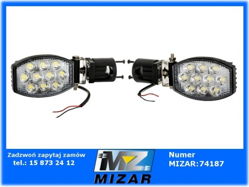 Zestaw lampa roboczych 20 LED 60W 2400lm12V 24V z uchwytem bocznym 2szt Case New Holland Zetor Deutz Valtra-61807