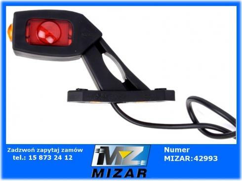 Lampa obrysówka lewa 3 LED 12V 24V biało-czerwona na krótkim ukośnym wysięgniku Horpol-61905