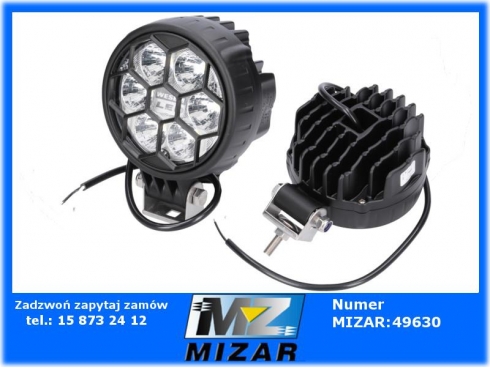 Lampa robocza 6 LED 12V 24V z kratką 2500Lm IP67 światło skupione WESEM-62016