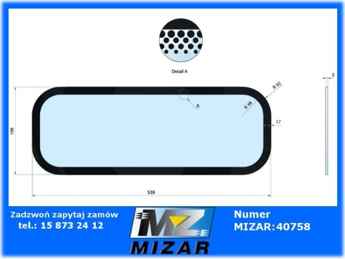 Szyba tylna dolna Massey Ferguson 4215 4220 4225 4235 4245 4255 4260 4270 4315 4320 4325 4335 4345 4355 3804726M2-62826