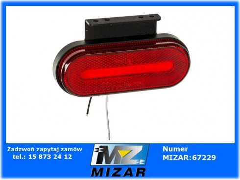 Lampa obrysowa LED 12V 24V 120x45mm E9 czerwona-63364