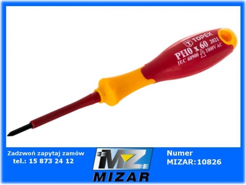 Wkrętak krzyżowy Philips PH0 60mm 1000V TOPEX 39D475-63469