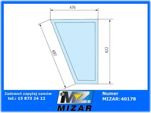 Szyba drzwi dolna L John Deere 1640 1830 1840 zielona AL27356 AL25760-63439