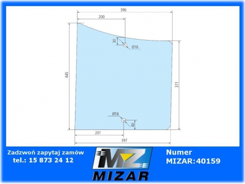 Szyba drzwi dolna L/P JD MC1 CC2 1550 1640 L57909-63456