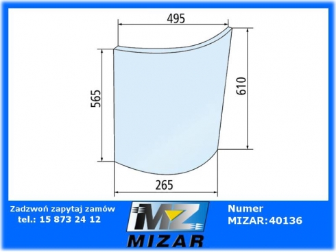 Szyba przednia prawa zielona John Deere SG 2 od nr 071269 L62576 L62574 L31702-63496