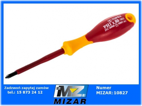 Wkrętak krzyżowy Philips PH1 x 80mm 1000V TOPEX 39D476-63470