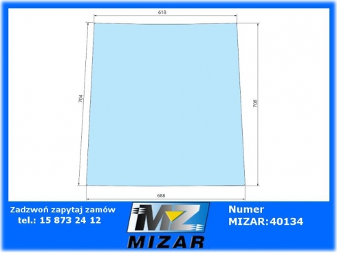 Szyba drzwi górna L JD z wyjątkiem serii 50 ziel. R50755 L30620 L39250-63500