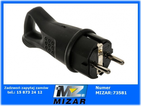 Wtyczka gumowa 230V 16A IP44 z uchwytem czarna-63926