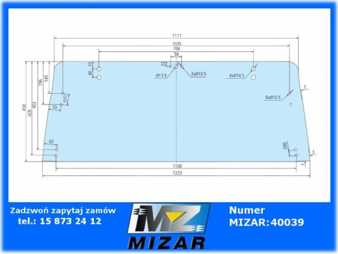 Szyba górna Ford Super de Luxe 2310 2610 zielona 83952034-64029