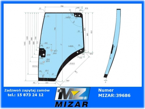 Szyba drzwi lewa Fendt 512 513 514 516 Vario 714 737812030010-64091