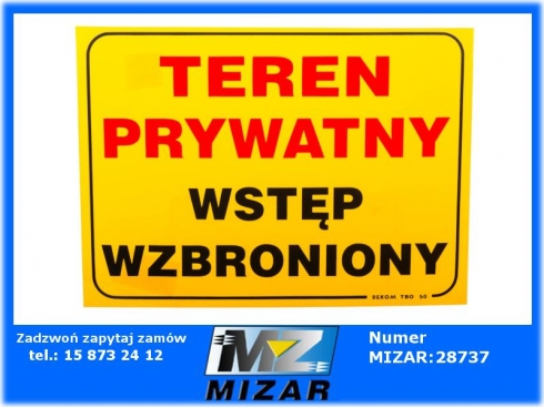 Tablica Teren prywatny wstęp wzbroniony 35x25cm-64264