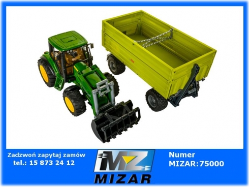 Zestaw Ciągnik John Deere 6920 z ładowaczem + Przyczepa wywrotka z podwyższonymi burtami Bruder 02052 02203-64387