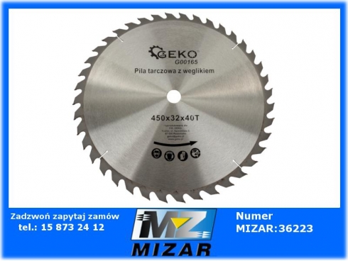 Tarcza do drewna 450mm x 32mm 40 zęby z widią-64739