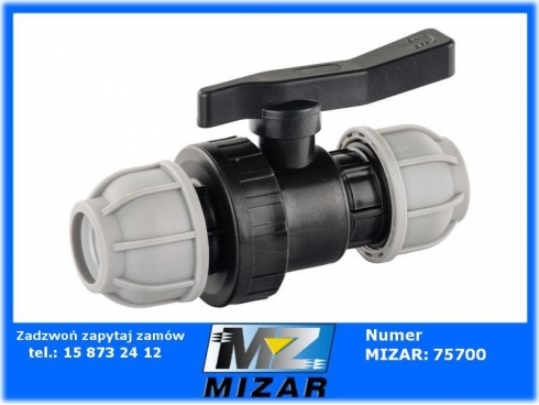 Zawór kulowy do rur skręcany PE Bradas Drip System 25mm / 25mm PN10-65175