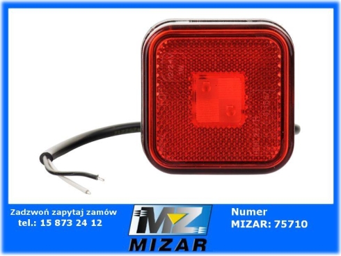 Lampa obrysowa kwadrat 4 LED 12V 24V z odblaskiem czerowna Horpol-65364