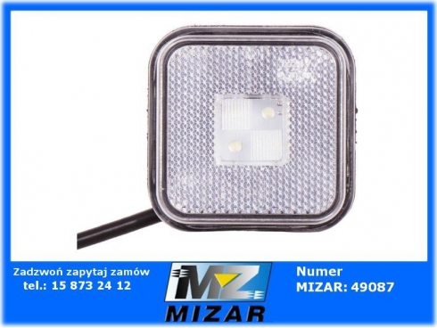 Lampa obrysowa kwadrat 4 LED 12V 24V z odblaskiem biała Horpol-65802