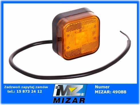 Lampa obrysowa kwadrat 4 LED 12V 24V z odblaskiem pomarańczowa Horpol-65803