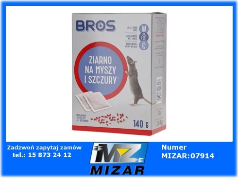 Ziarno zatrute na myszy i szczury 140g 15941628 BROS-67439