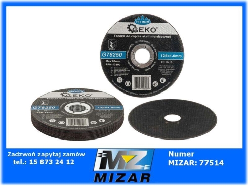 Tarcza do cięcia stali nierdzewnej 125x1mm 10szt. Geko-67983