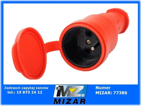 Gniazdo gumowe 230V 16A IP44 czerwone-67964