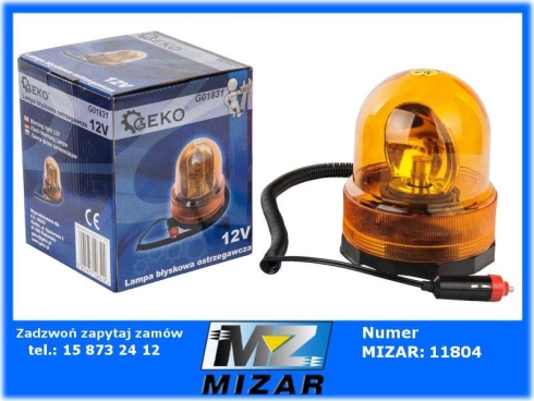 Lampa ostrzegawcza kogut 12V na żarówkę z magnesem-68040