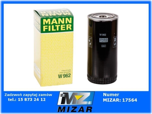 FILTR OLEJU MANN W962 zam. OP592 PP-12.3 odpowiednik 01160025-68316