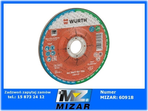 Tarcza do szlifowania stal nierdzewnej A2 125mm gr. 6mm otw. 22,23mm Wurth-69103