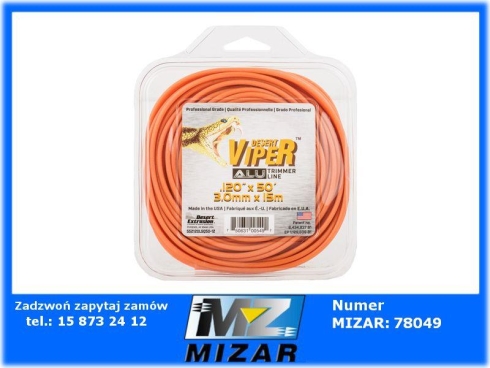 Żyłka tnąca do kosy 3mm 15m Viper ALU TRIMMER LINE-69216