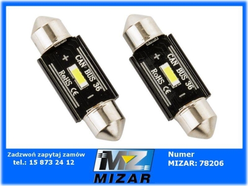 Żarówka C5W 36mm Led białe światło 12V 24V 1SMD 2szt.-69245