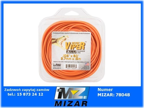 Żyłka tnąca do kosy 2,7mm 15m Viper ALU TRIMMER LINE-69215