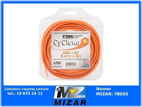 Żyłka tnąca do kosy 2,4mm 15m Cyclone ALU TRIMMER LINE-69217