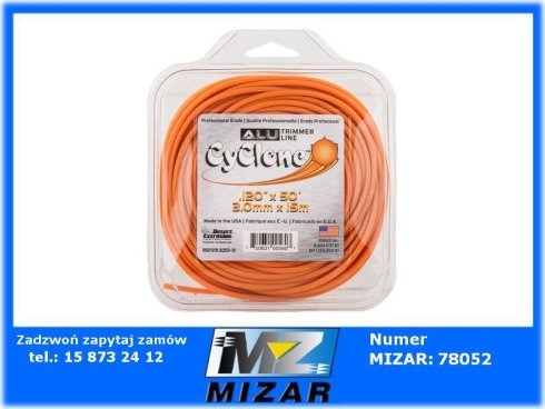 Żyłka tnąca do kosy 3mm 15m Cyclone ALU-69219