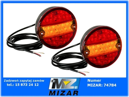 Lampa zespolona tylna LED W19D 12V 24V prawa lewa 2szt przyczepa naczepa Waś-69290