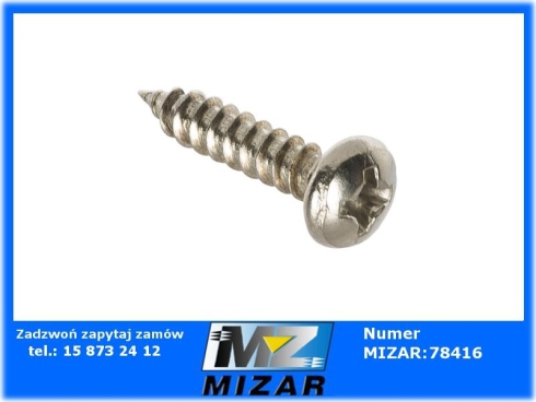 Wkręt samowiercący 4,8mm dł. 16mm PH2 ze stali nierdzewnej A2 łeb soczewkowy DIN7981C-69330