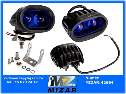 Lampa do opryskiwacza robocza 16W LED niebieska mała E9 R10-69437