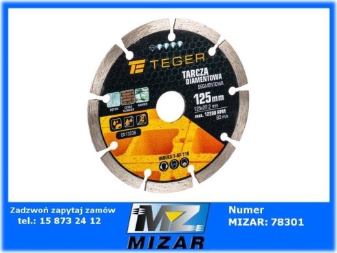 Tarcza diamentowa 125x22.23mm do betonu TEGER-69785