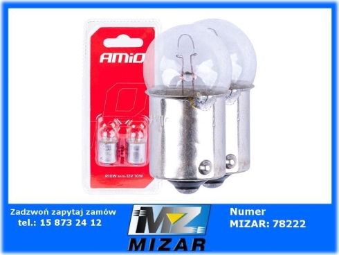 Żarówki R10W halogenowe 12V uniwersalne AMiO 2szt.-69736