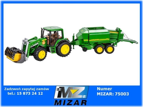 Ciągnik John Deere 6920 z ładowaczem Bruder 02052 + prasa do słomy John Deere Bruder 02017-70166