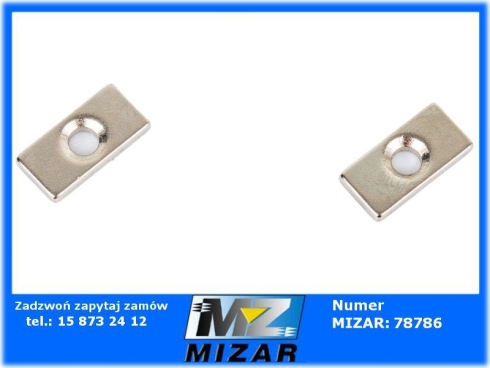 Magnes neodymowy 20x10x3mm płytkowy z otworem na wkręt 2szt. Geko-70416