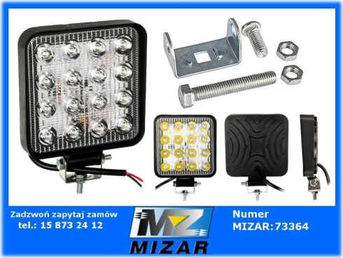 Lampa robocza 16 LED prostokątna 12V 24V EL042-70465