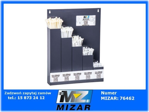 Opaski zaciskowe białe 500szt. zestaw organizer MIZAR-70880